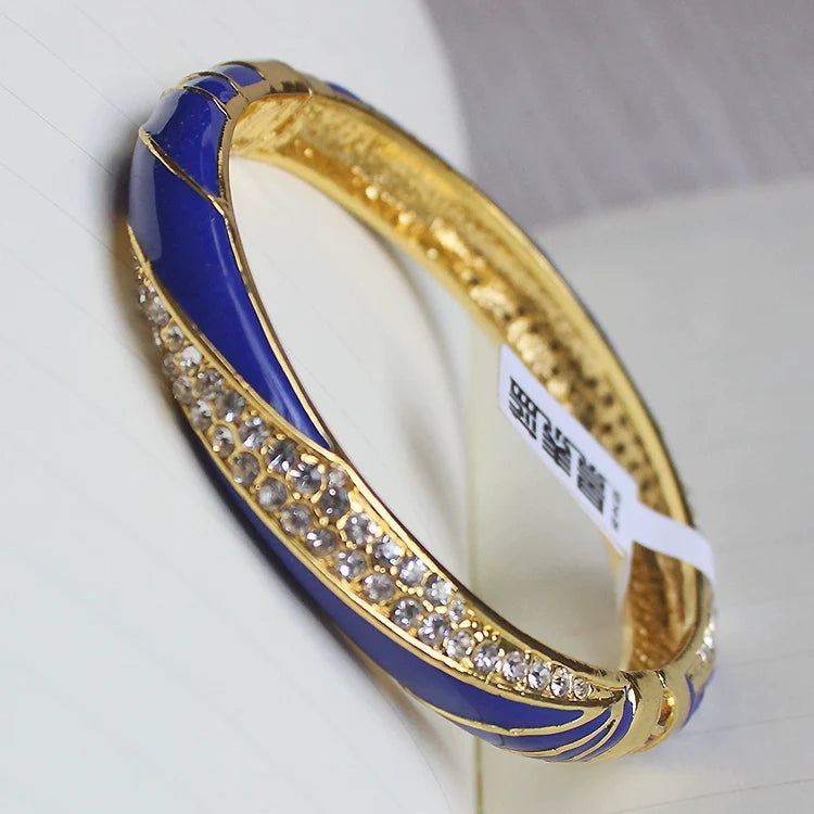 Kalina Enamel Cuff Bracelet - Blue