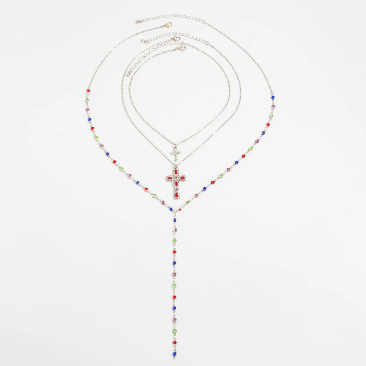 Callahan Layered Cross Crystal Necklace - Silver