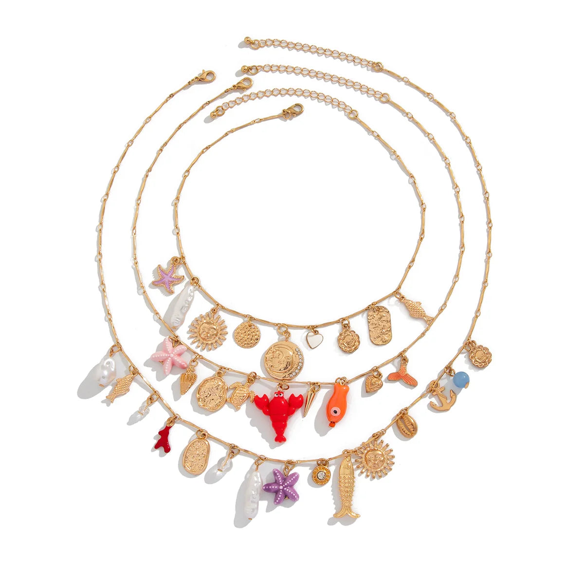 Ryen Layered Coastal Necklace Set - Gold Sea Charm