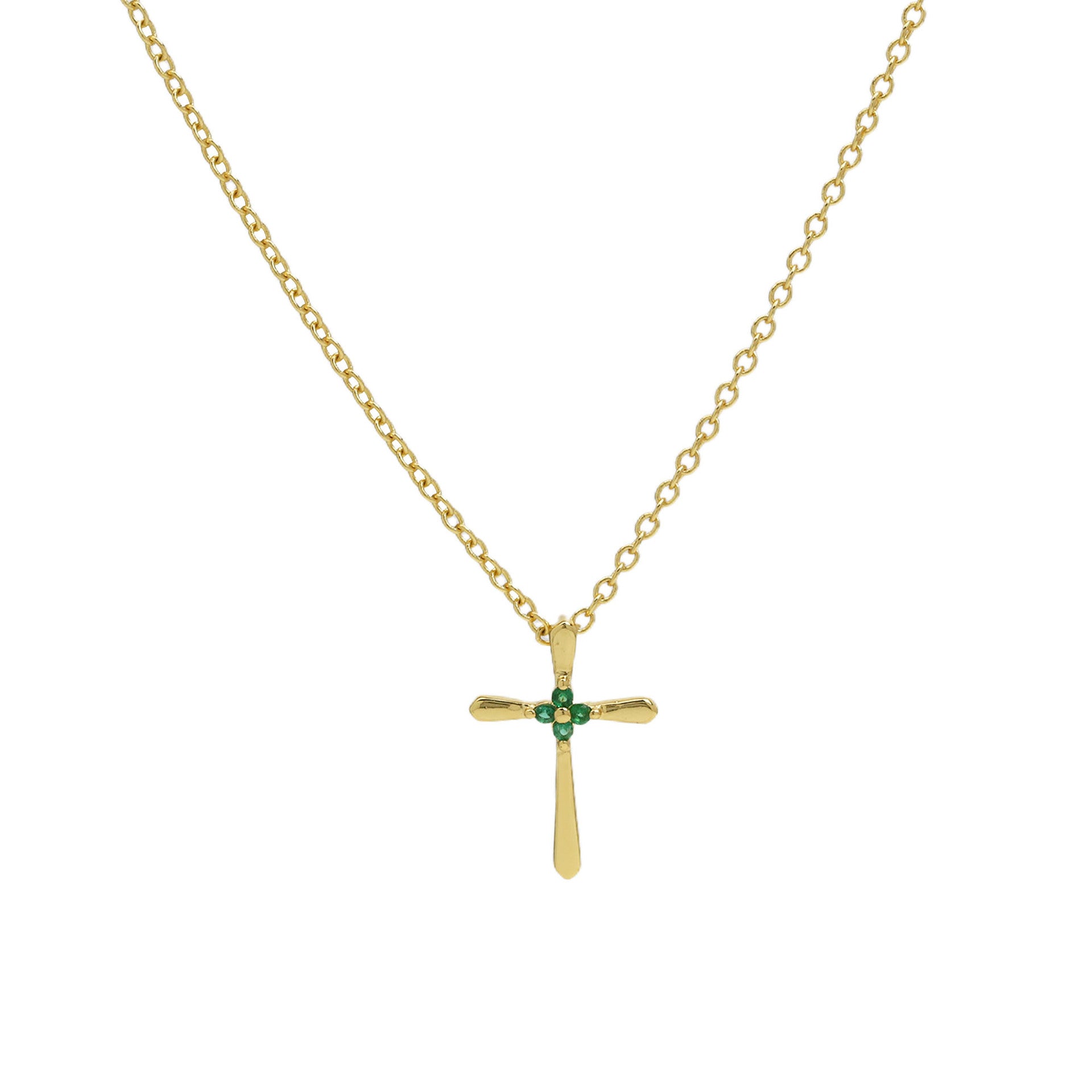 Mela Birthstone Cross Necklace - May Birthstone Necklace [G74CPMC6]