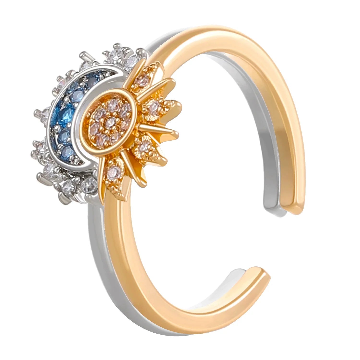 Amellia Sun Moon Ring Set - White K/KC Gold (Pair)