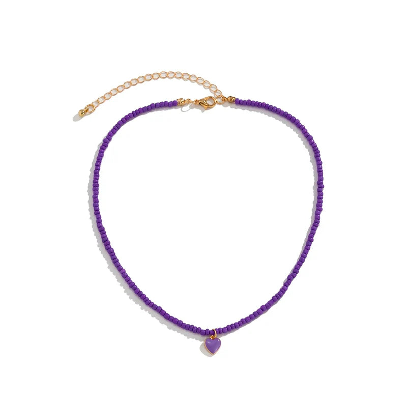 Brie Candy Heart Necklace - Purple