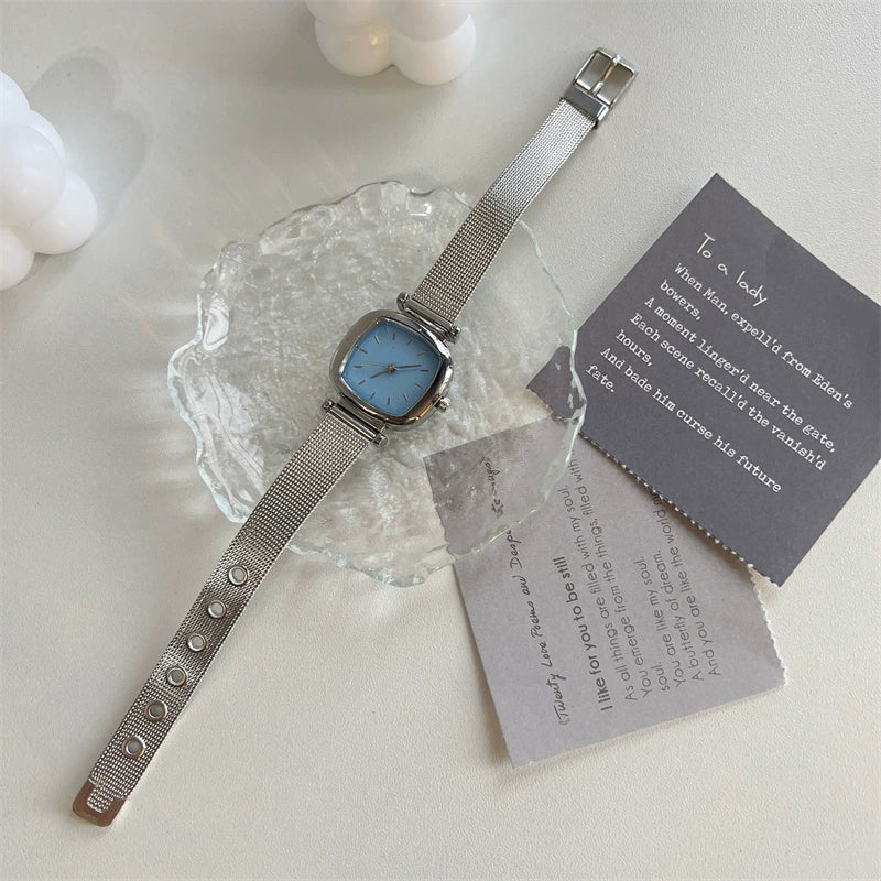 Aaliah Square Mesh Watch - Blue Dial [X1CCR9N7]