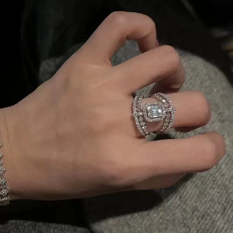 Mairead Ornate Zircon Baroque Ring - Open Adjustable Size