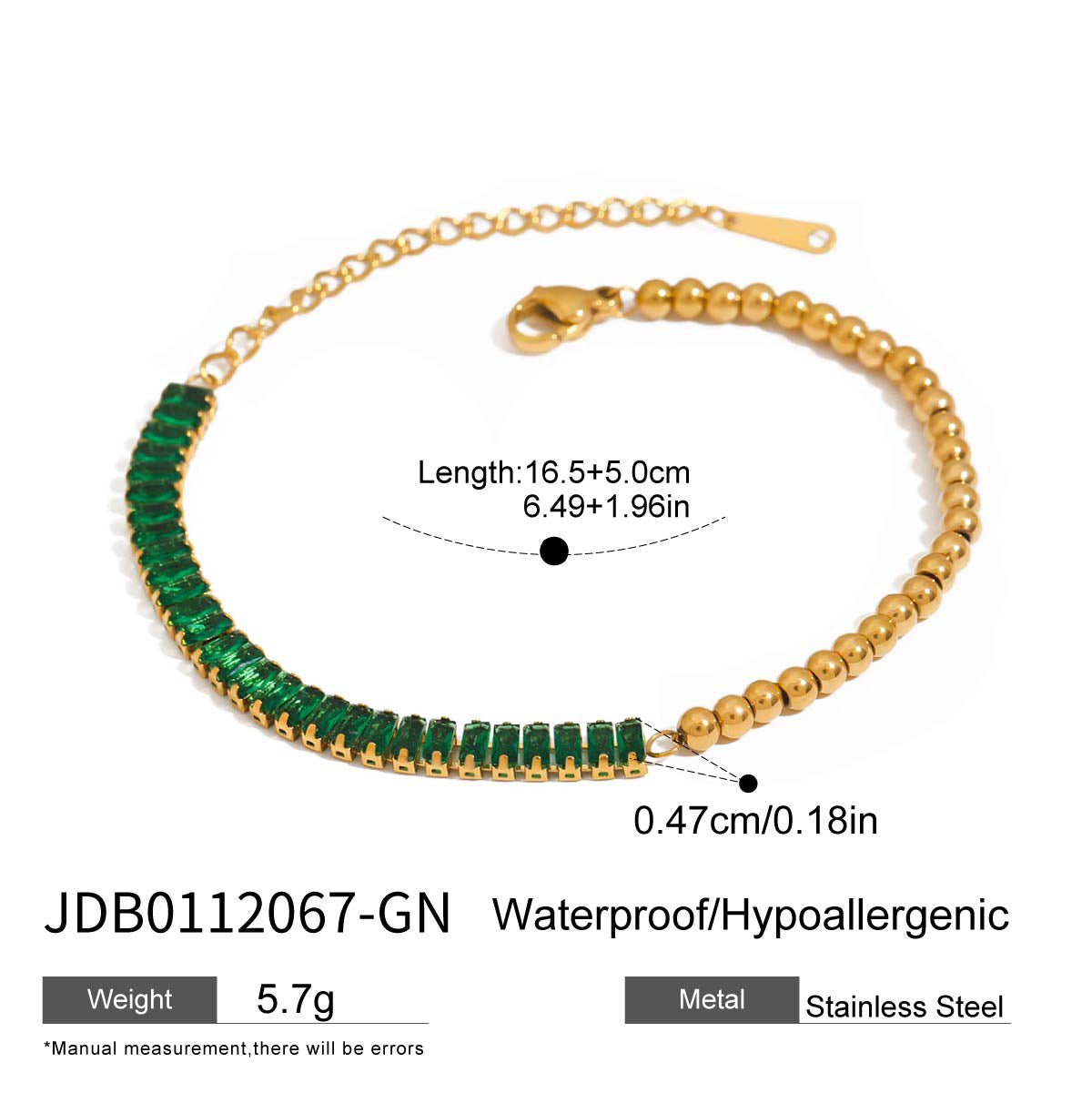 Rosita Zircon Heart Bracelet - JDB0112067-GN [DRI05FIM]