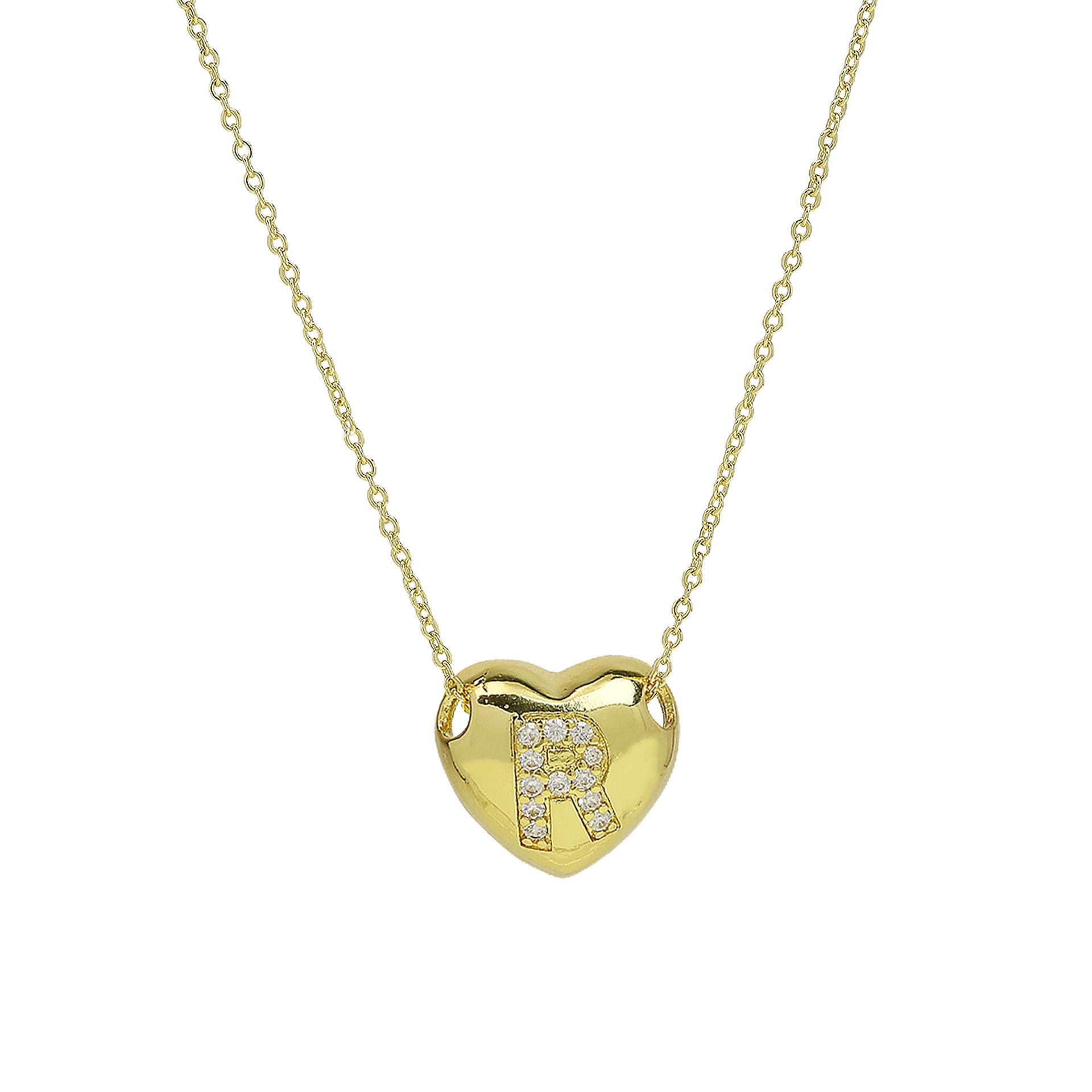Una Heart Initial Necklace - Letter R [FDGTXHT3]