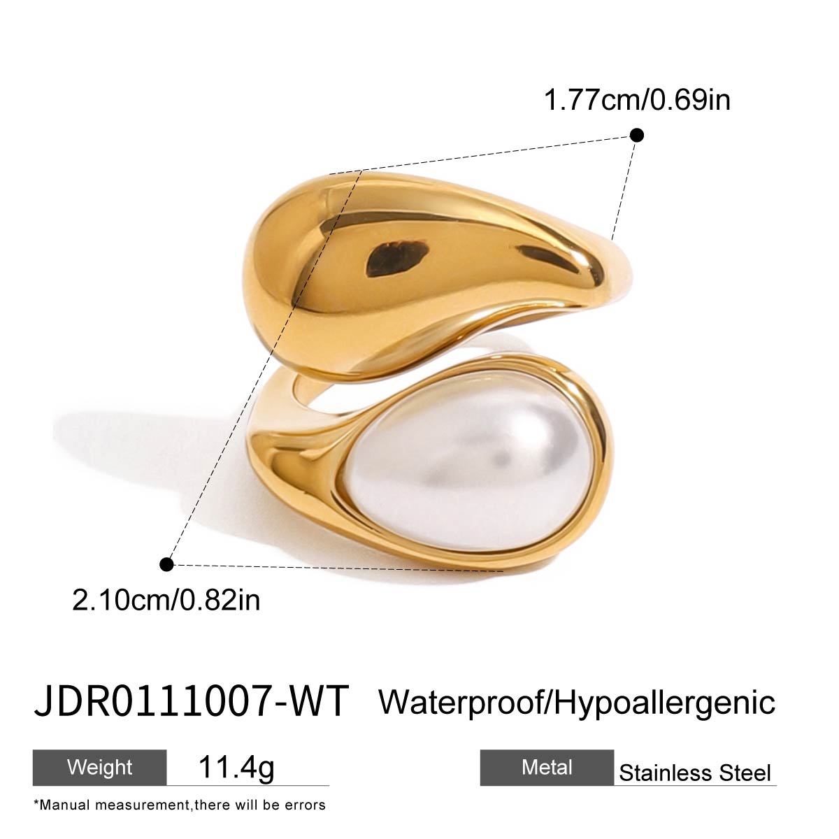 Yadira Wavy Pearl Ring - JDR0111007-WT [MWDYWORZ]