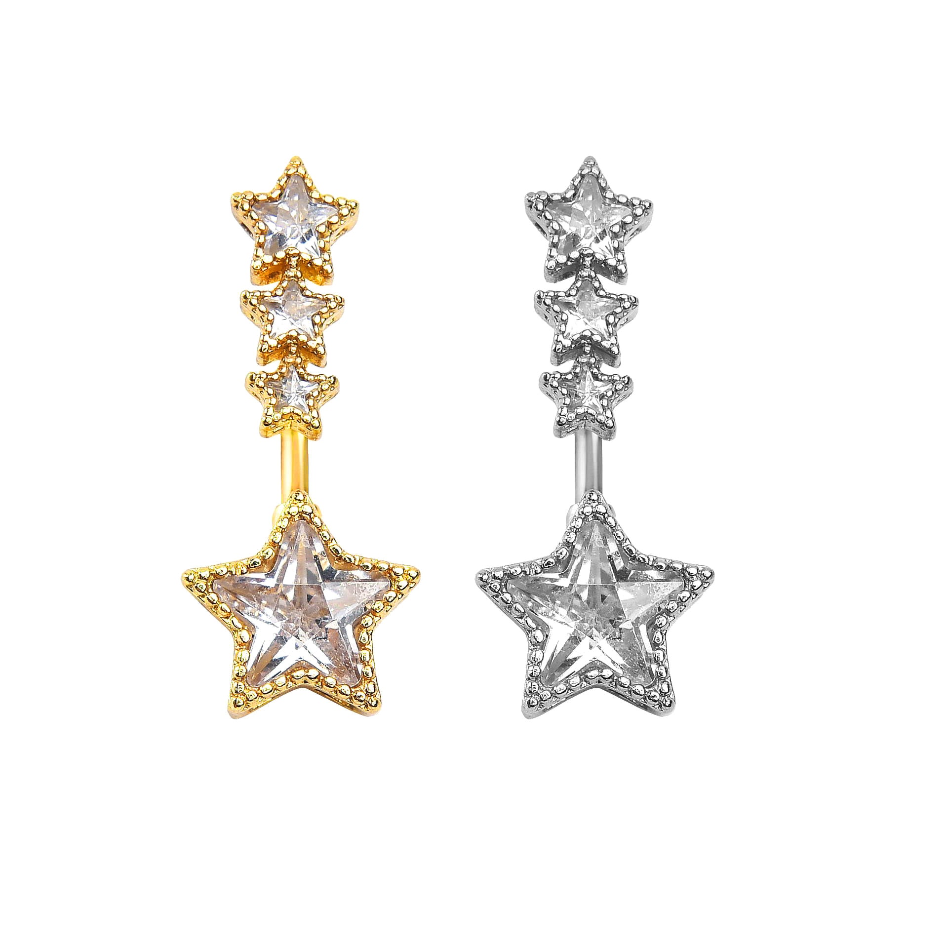 Adelyne Zircon Star Navel Ring - Type A (18k Gold Tone) [FIC1NW8A]