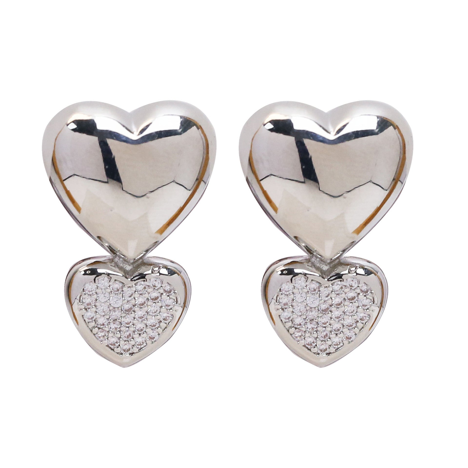 Sonny Smooth Heart Studs - Silver-Tone [F8M13PWL]