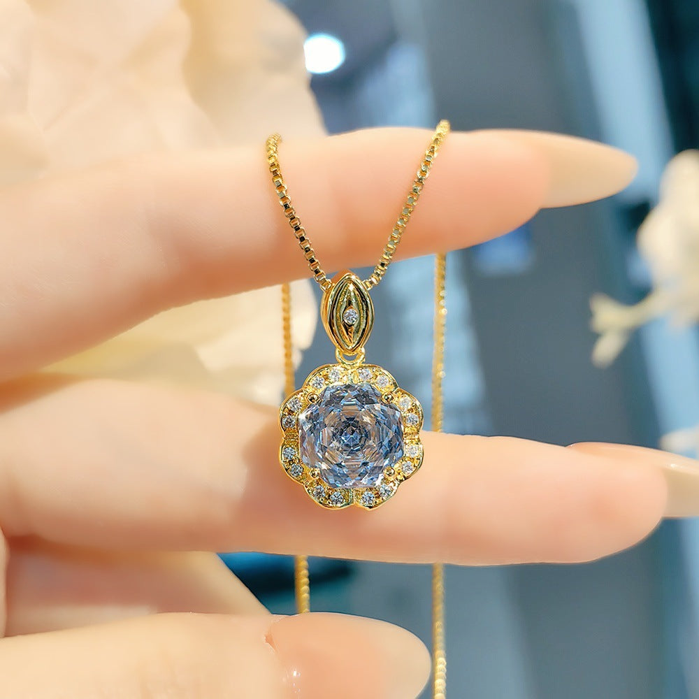 Mayleen Rose Gemstone Jewelry Set - Tanzanite Blue Pendant [J8XX4SL8]