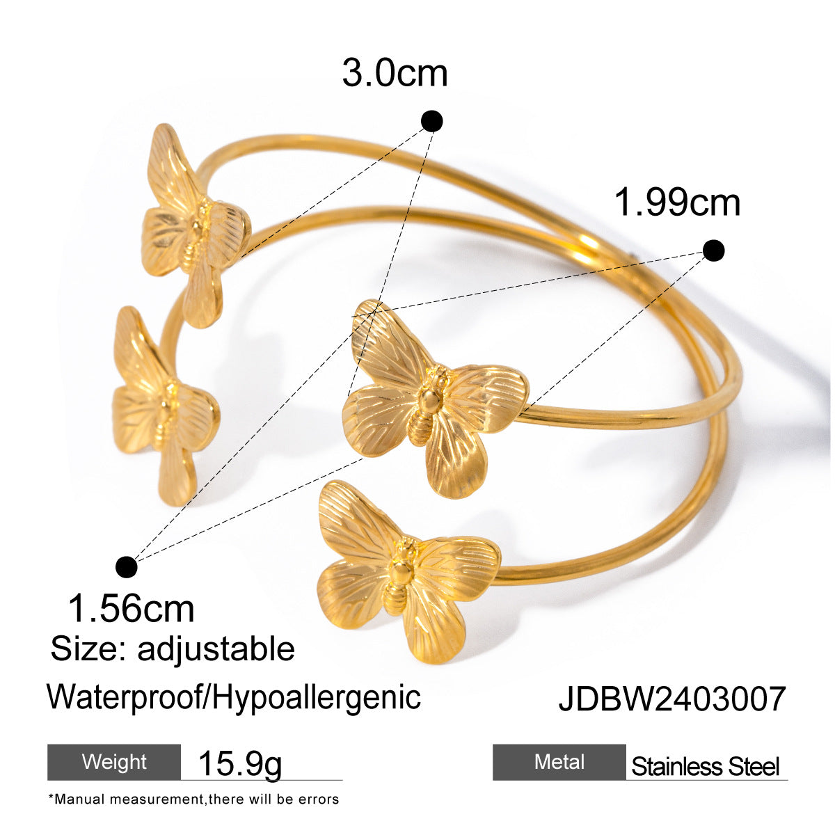 Jadyn Gold Butterfly Cuff - JDBW2403007 [T3DVINZT]
