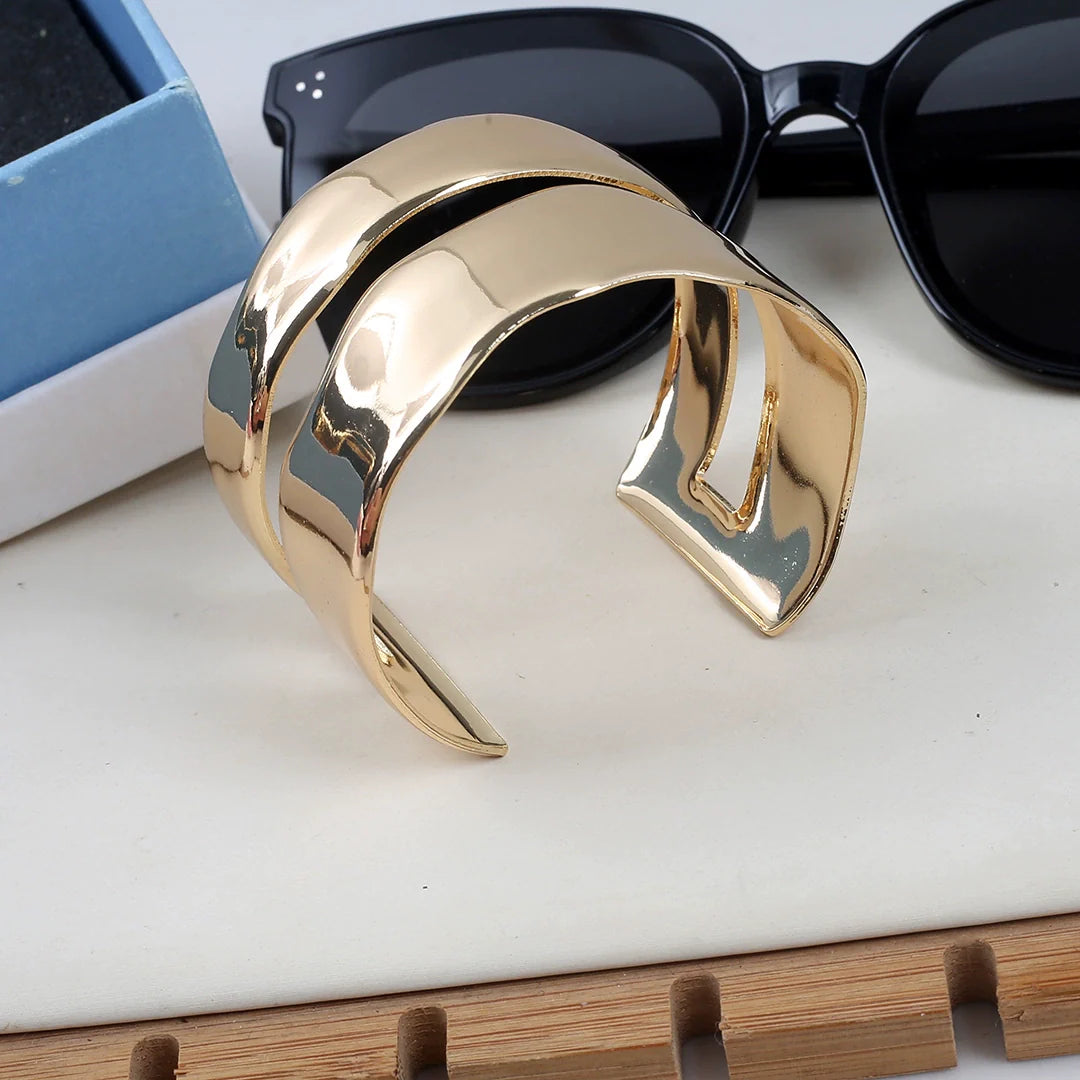 Janay Layered Wave Bracelets - Gold