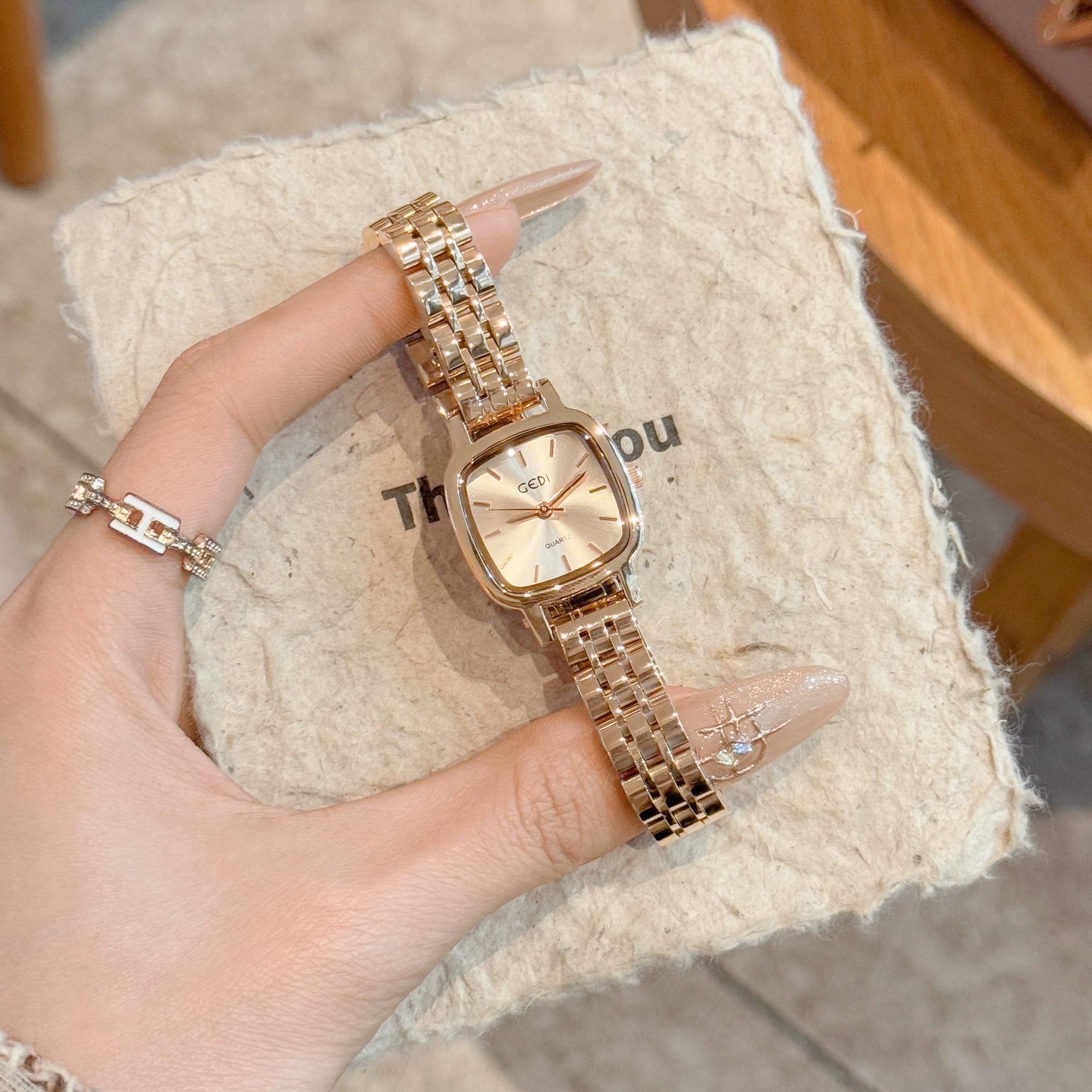 Raeleigh Dainty Chain Watch - Square Milk Tea [1PBB3Q66]