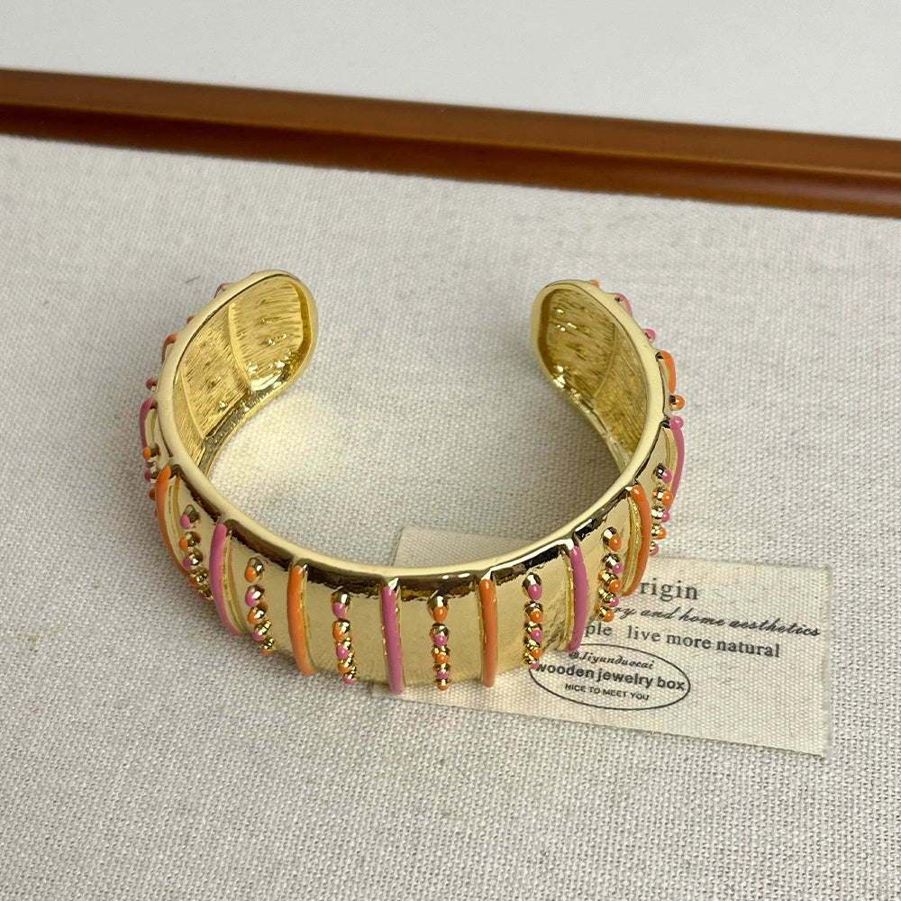 Mabry Enamel Cuff Bracelet - Pink-Orange Blend [682E21H2]