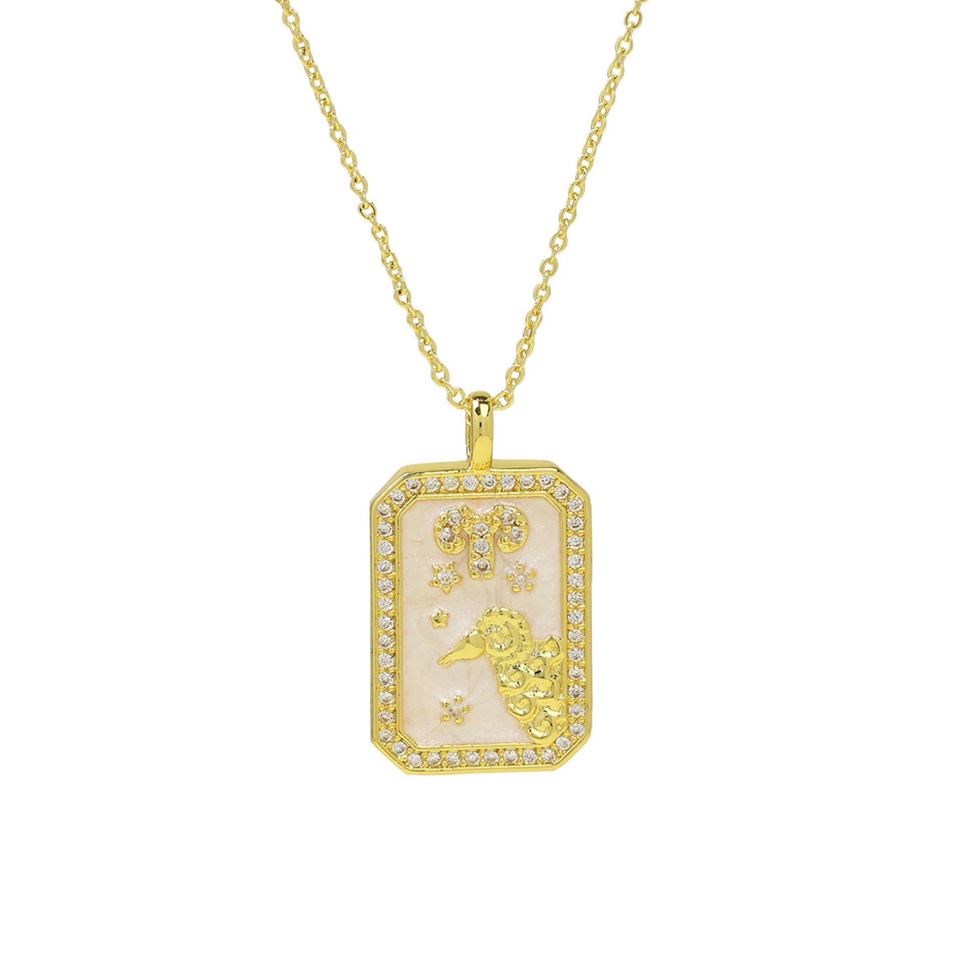 Ravenna Zodiac Square Necklace - Aries [WLBQ7Y8V]