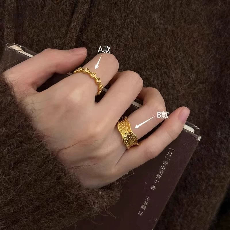 Keara Brushed Gold Stacking Ring - A-style Ring [0TIRA0KW]