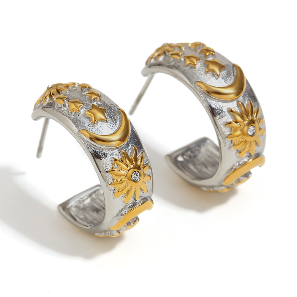 Makaylah Cosmic Gold Plated Jewelry - Hoop Earrings - Gold and Silver [EO6AEKAX]