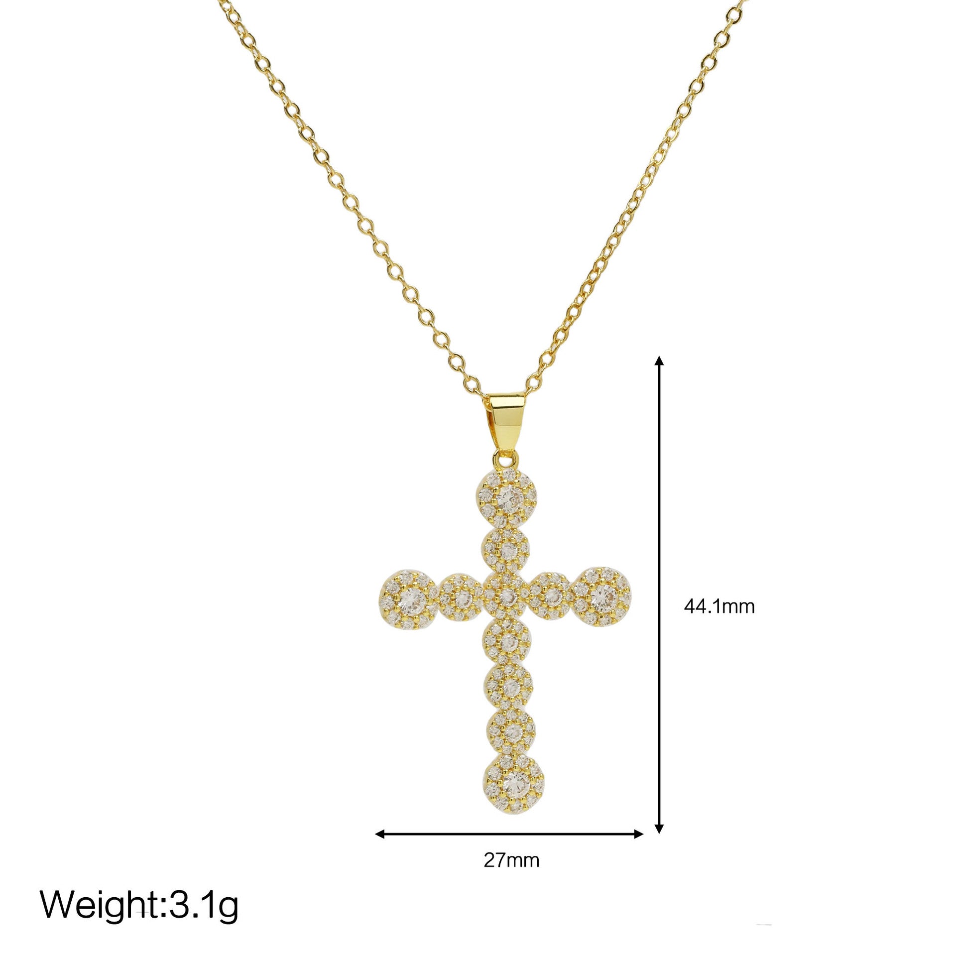 Unique Zircon Cross Pendant Necklace - Paved Clear Zircon Cross [FKPZJKV7]