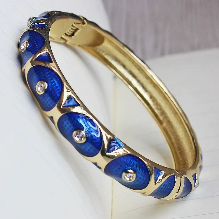 Whitney CloisonnŽ Floral Bangle - Dark Blue
