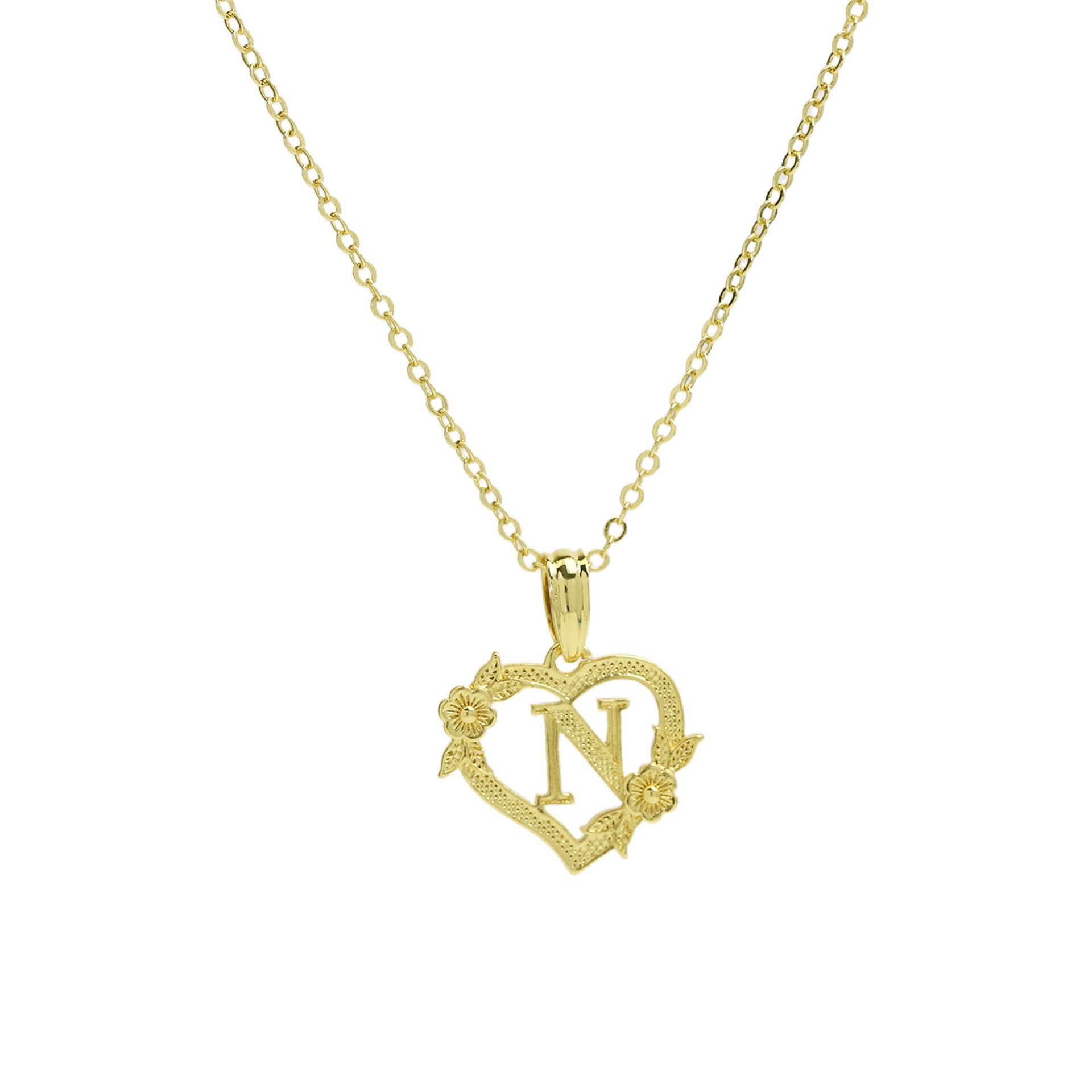 Isobel Initial Heart Pendant Necklace - Necklace N [ANSSSVHZ]