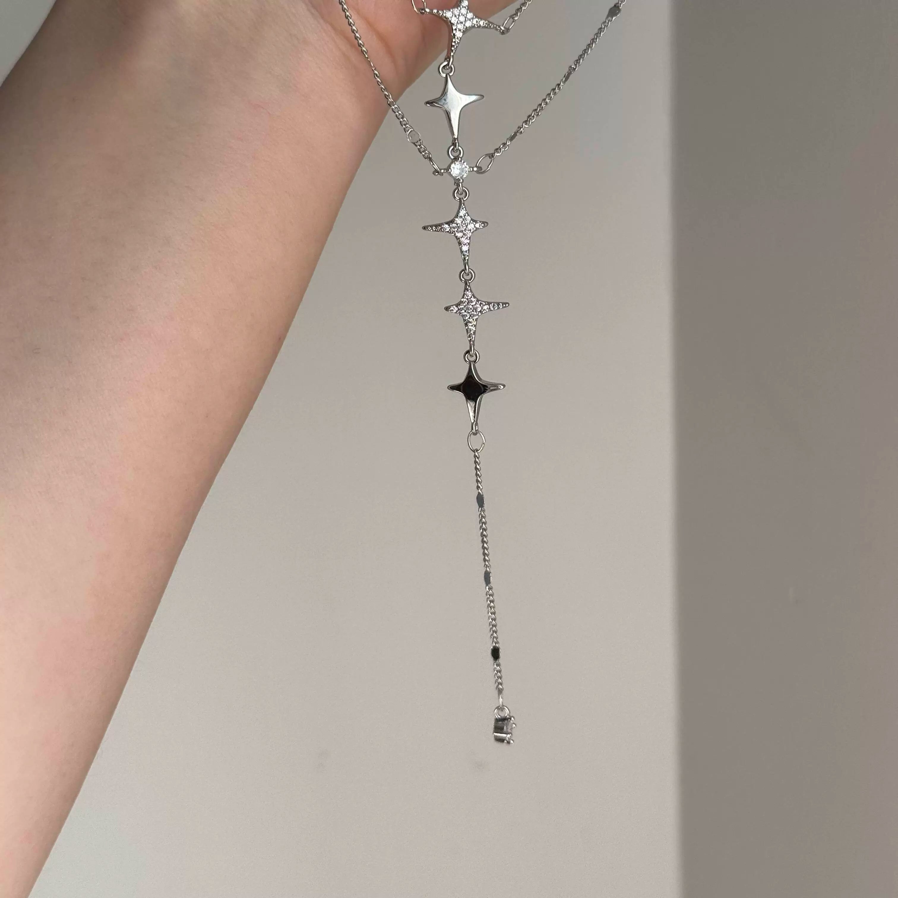 Jennalyn Layered Star Necklace - Star Double Layer Tassel Necklace