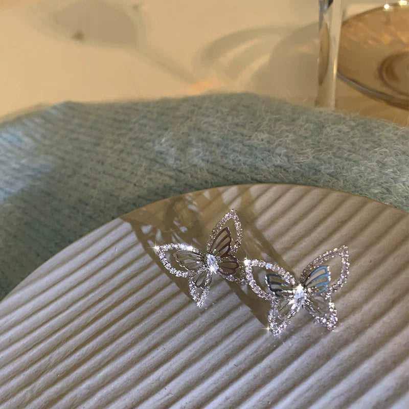 Tali Zirconia Butterfly Studs - Silver