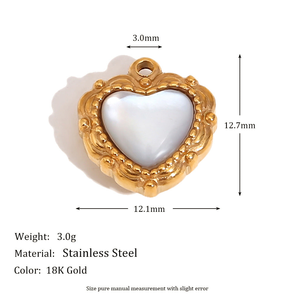 Jacie Geometric Gold Charms - Vintage Pattern White Agate Pendant - Gold [V34SC3R1]