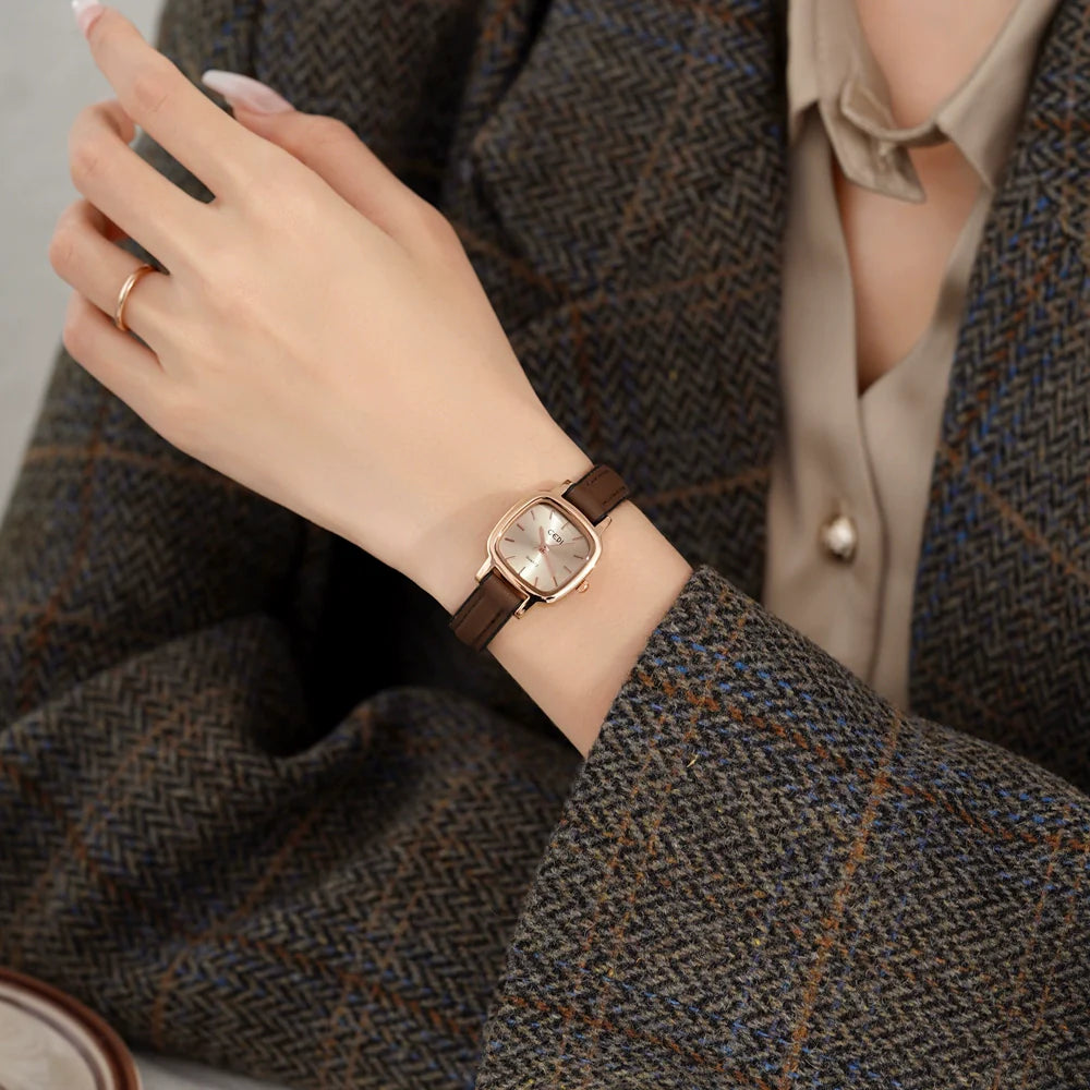 Alia Vintage Square Watch - Retro Brown