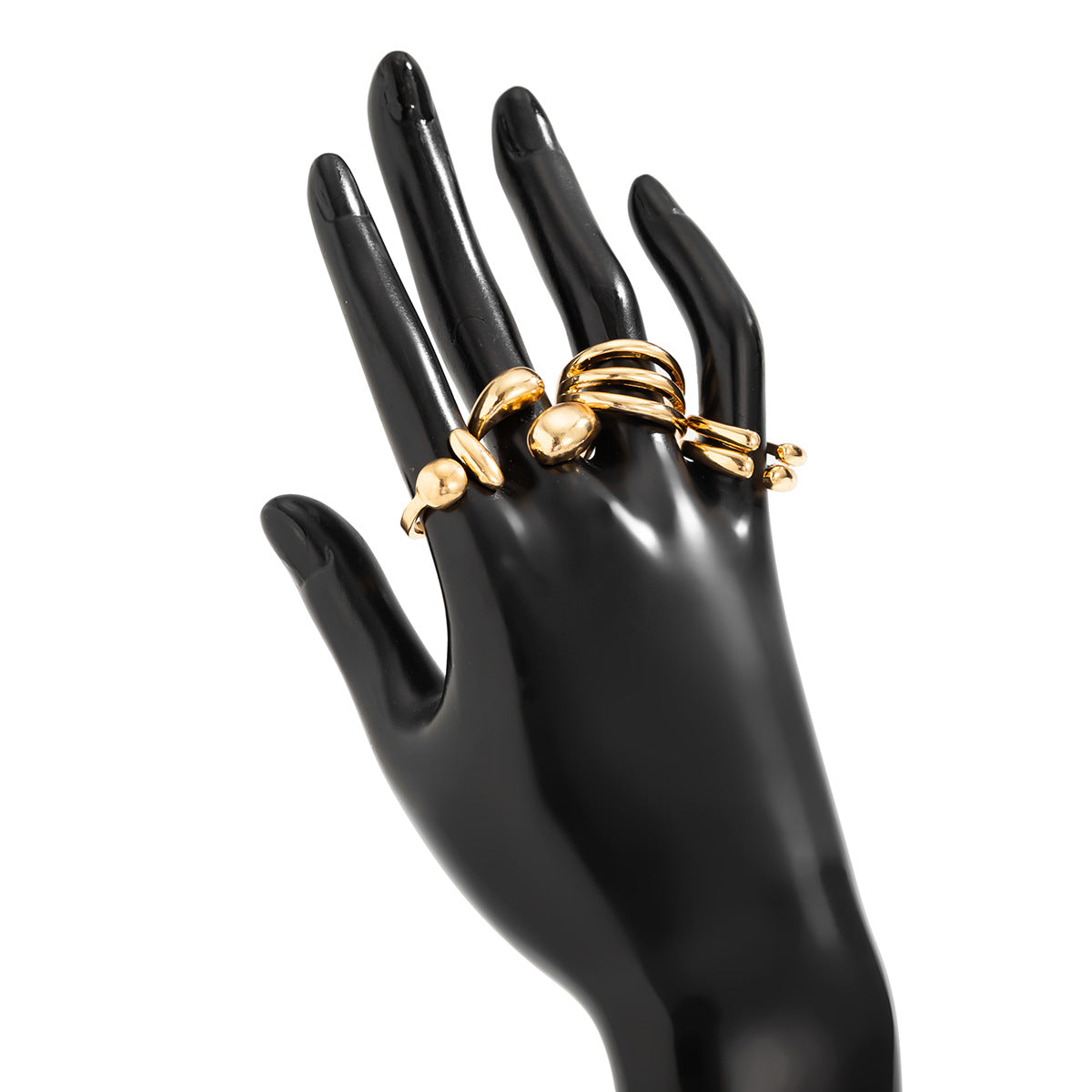 Odelia Stacking Waterdrop Ring Set - Gold [AT6YQCG6]