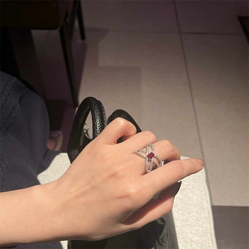 Jocelynne Ruby Open Ring - Style Three [0TZHO3JH]