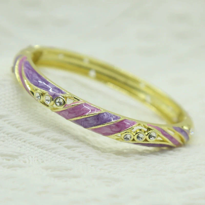 Janice Floral Enamel Bangle - Light Purple