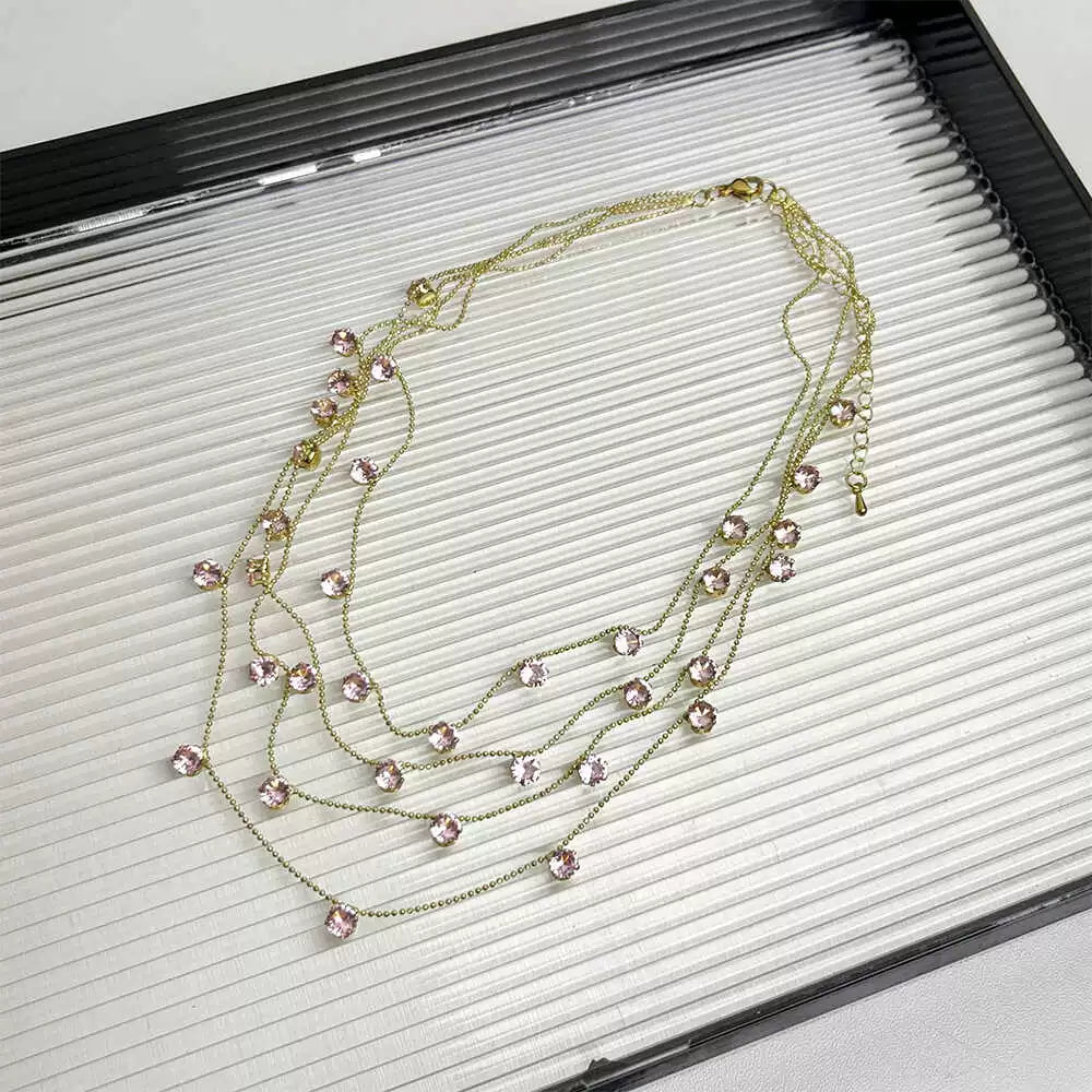 Graysen Gypsophila Layered Necklace - Dreamy Pink [0TYVFGLQ]