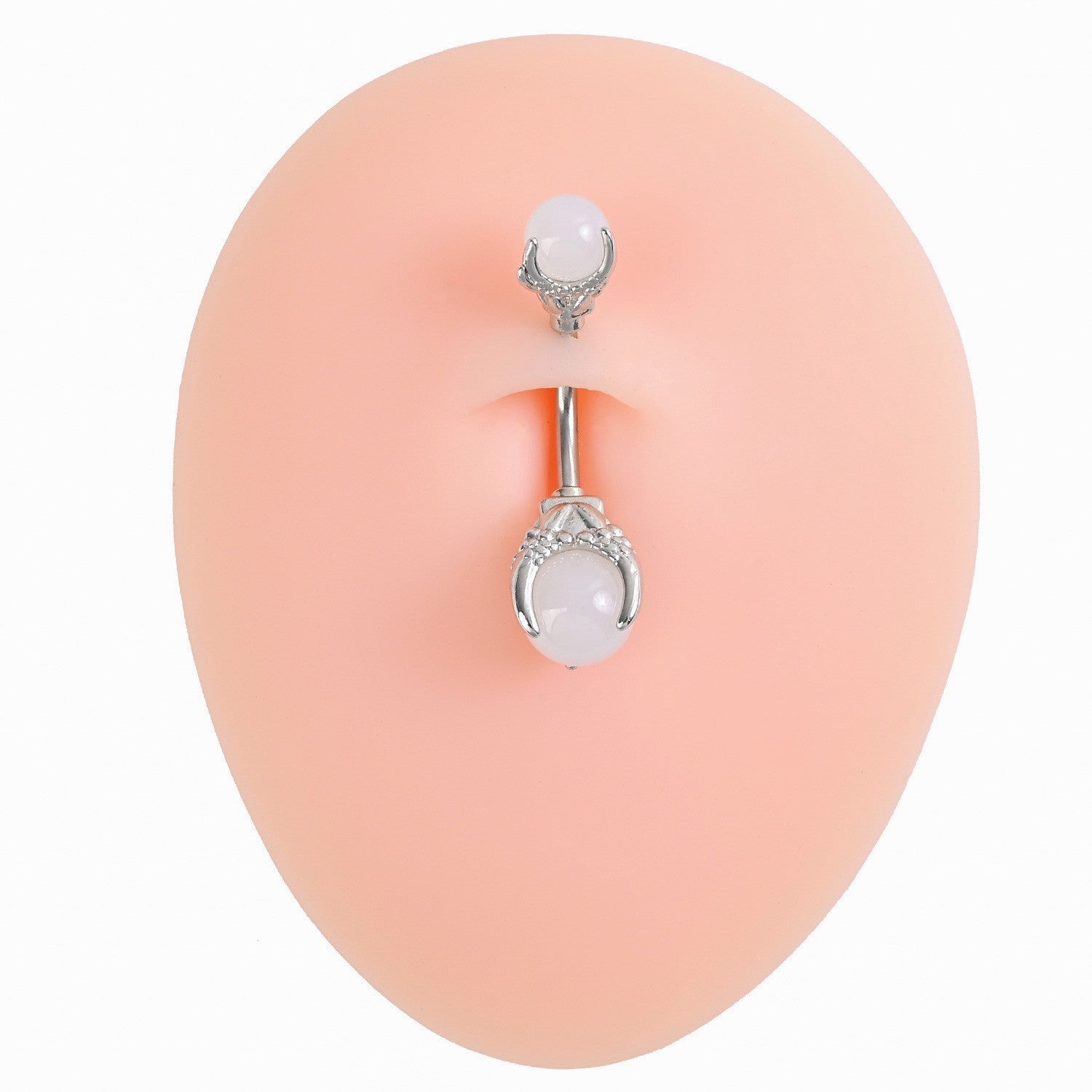 Elanie Amethyst Claw Navel Ring - Milky White [JF40U5K4]
