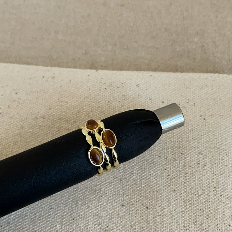 Lindley Golden Tiger Eye Ring - Multi-layer Tiger Eye Ring [N9XRWCPB]