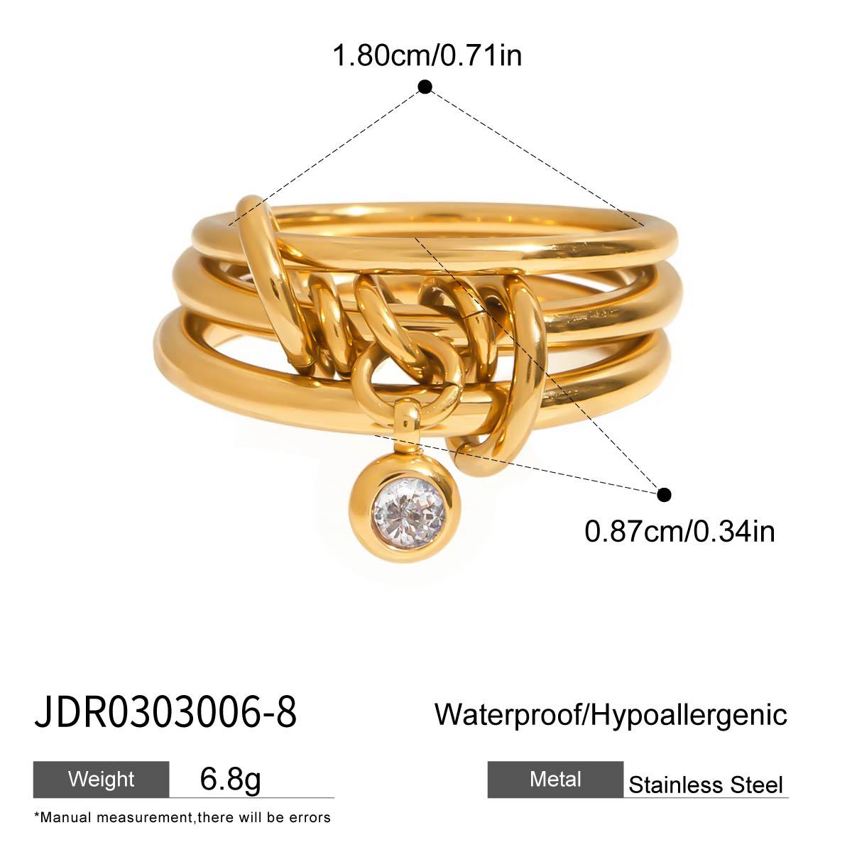 Nico Delicate Stacking Rings - Silver Tone Zircon Ring [D7WWWJBG]