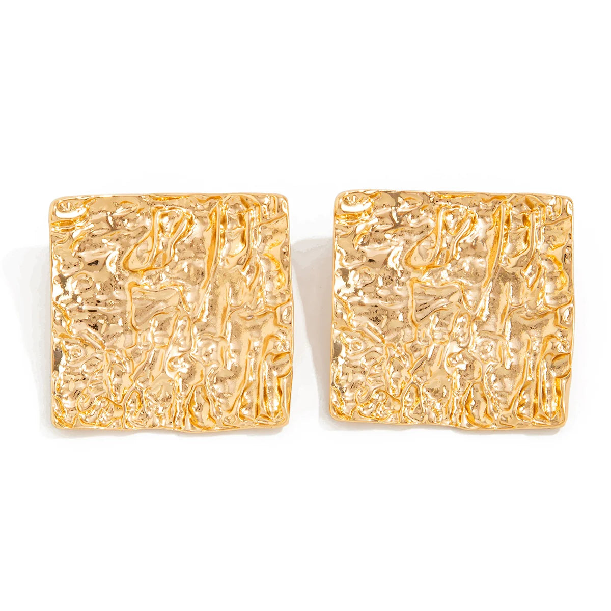 Eliyah Pleated Hollow Earrings - Square Gold