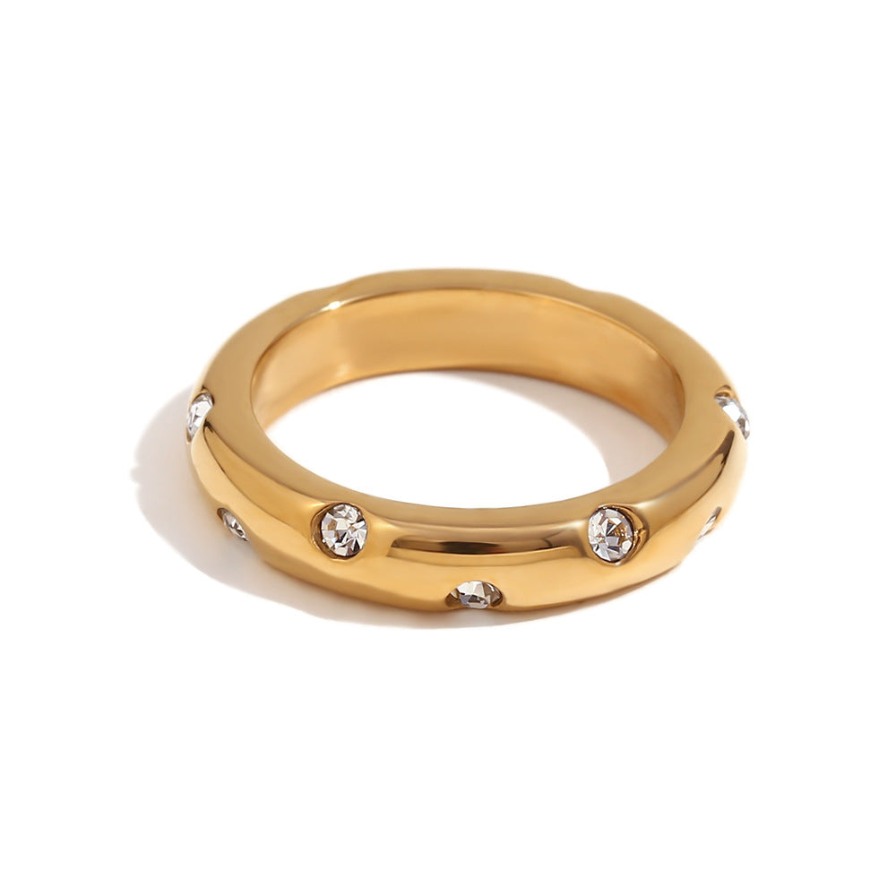 Catelyn Double Polaris Ring - Round Diamond Plain Ring - Gold White - Size 6 [73O0L869]