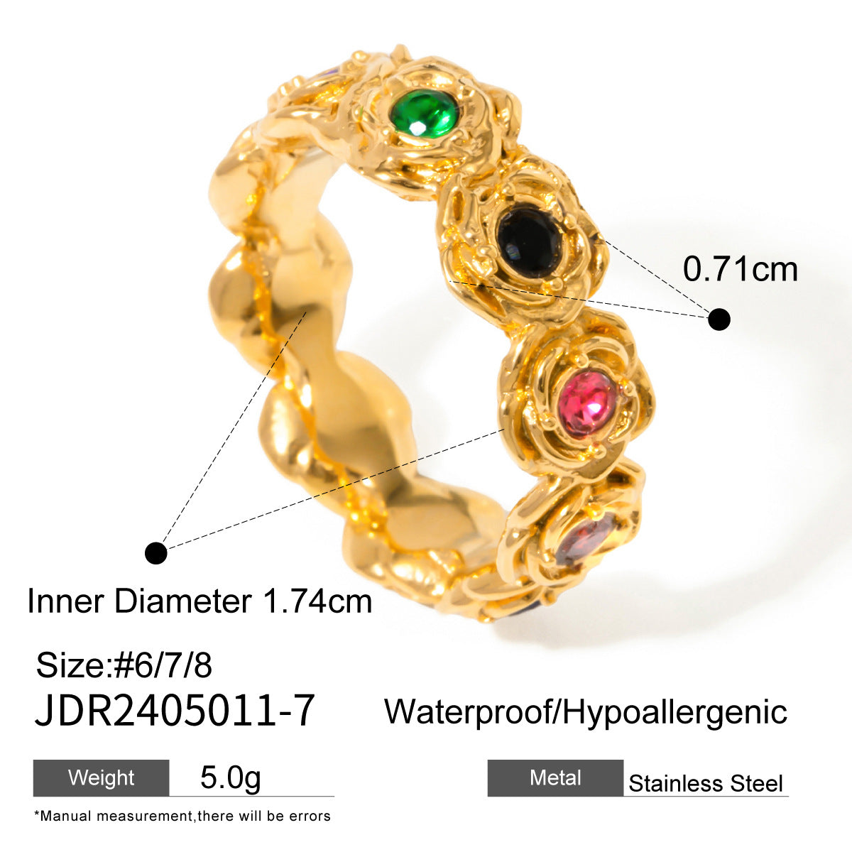 Hanna Rose Zircon Ring - Rose Gold Multi-Zircon [UDBYHEEY]