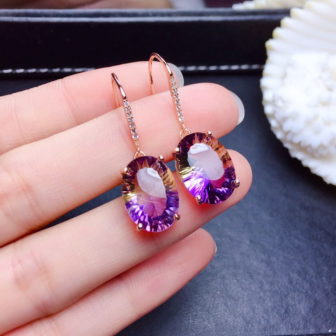 Sullivan Radiant Oval Set - Purple-Yellow Earrings (Pair) [L95AUKUN]