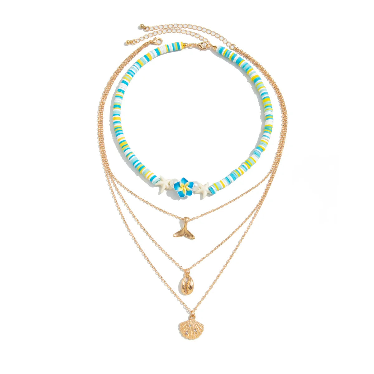 Taylin Layered Charm Necklace Set - Blue