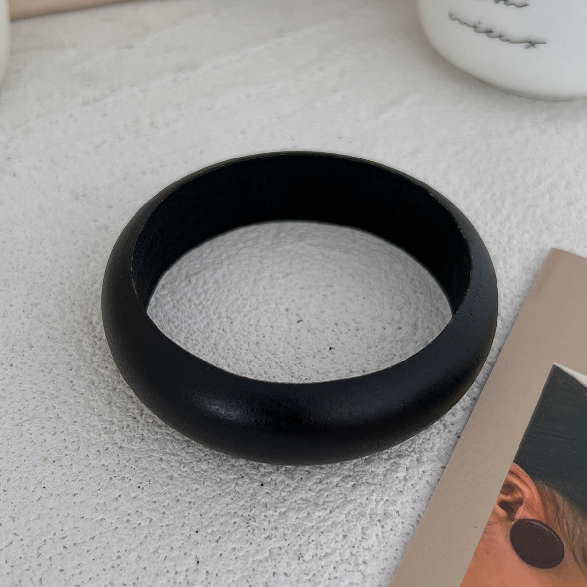 Charleigh Sculptural Bangle Bracelet - Natural Wood Style 2 [E3AJ35LG]