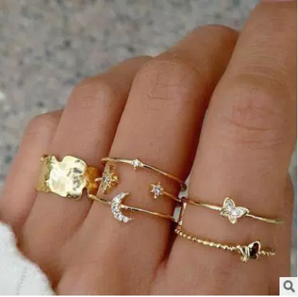 Camila Star Moon Ring Set - Style 5 [R14YXR70]