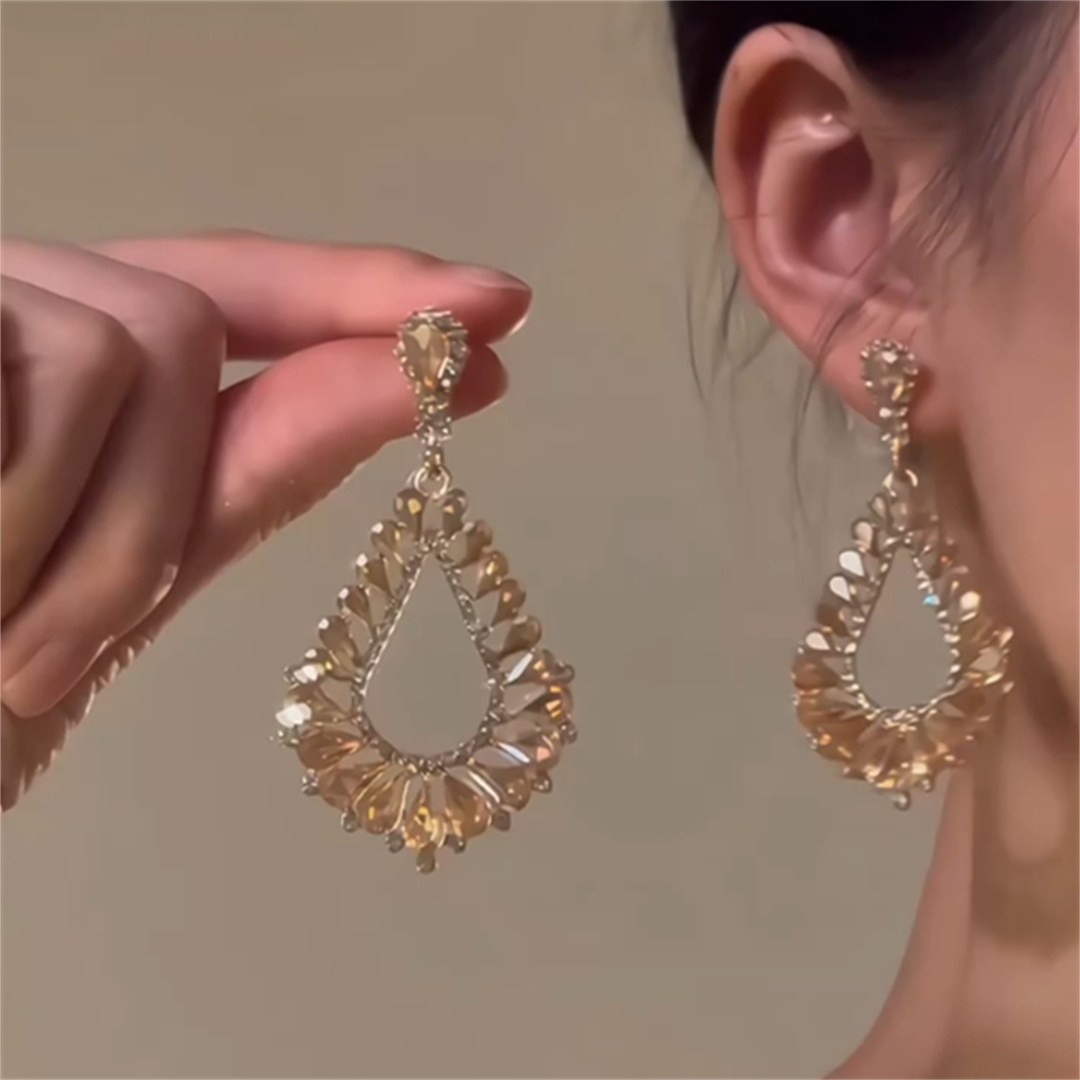 Kassia Hollow Zirconia Drop Earrings - Gold Plated (925 Sterling Silver Post)