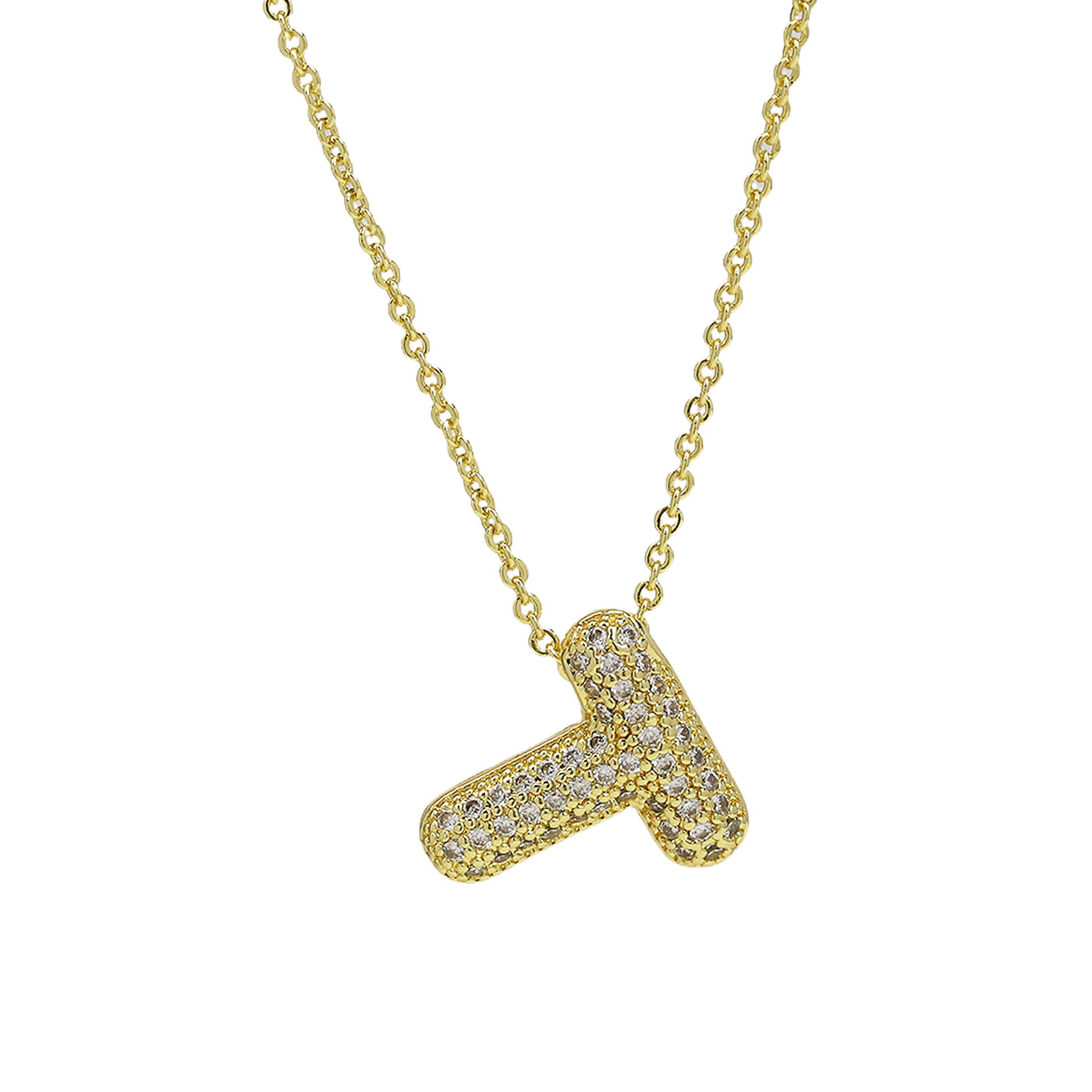 Zalia Gilded Bubble Letter Necklace - Necklace T [AJCH8QWX]