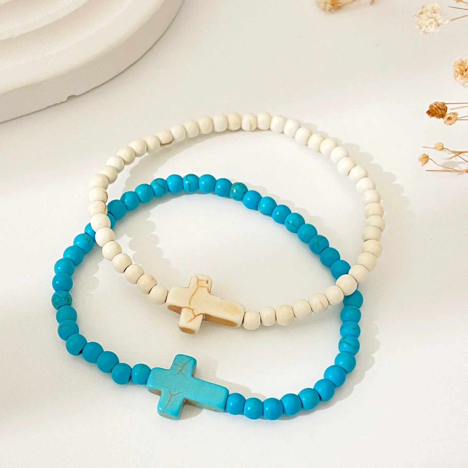 Temperance Stacked Cross Bead Bracelet - 04