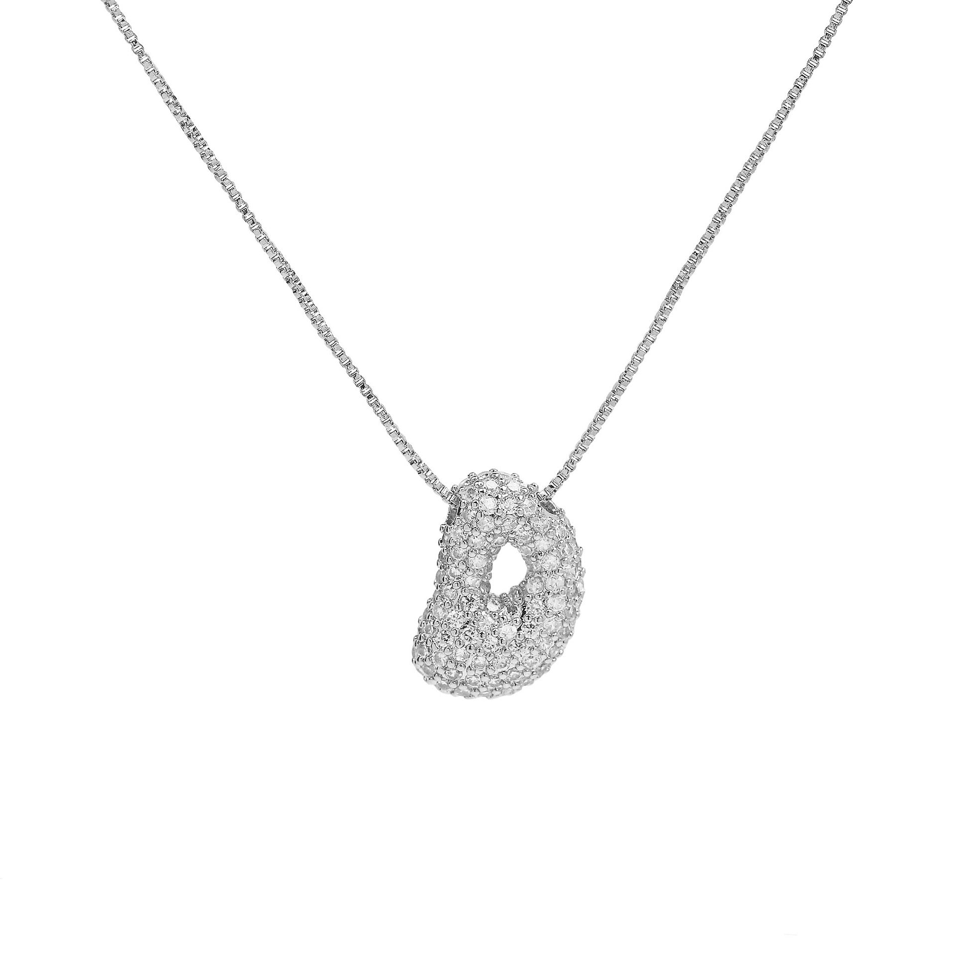 Francis Bubble Initial Necklace - Silver Necklace D [N8TJ89X8]