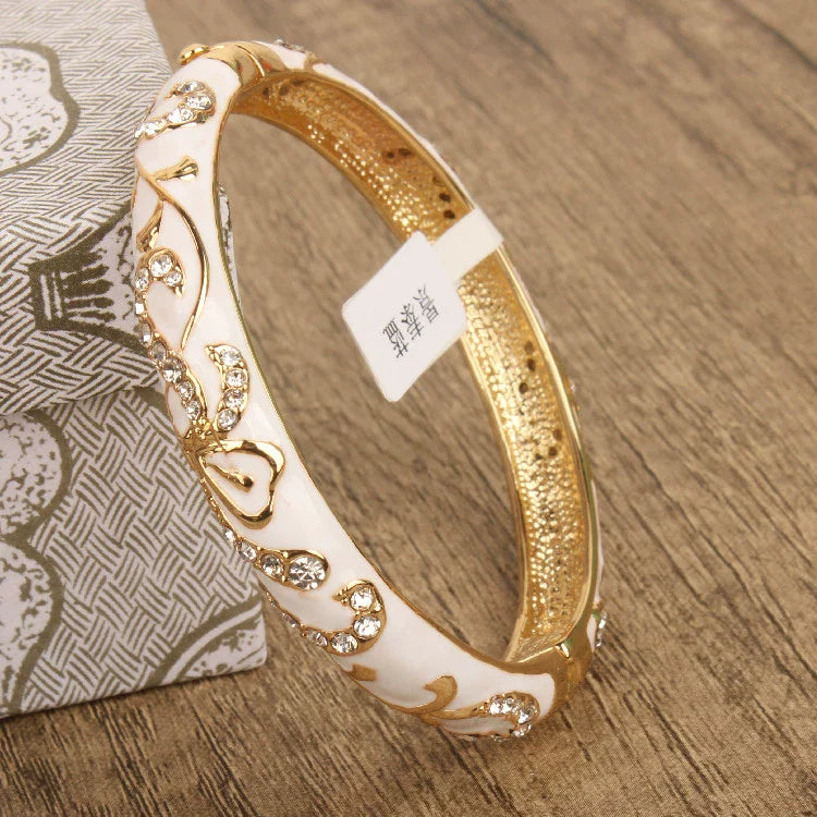 Nicolette Enamel Cuff Bracelet - White