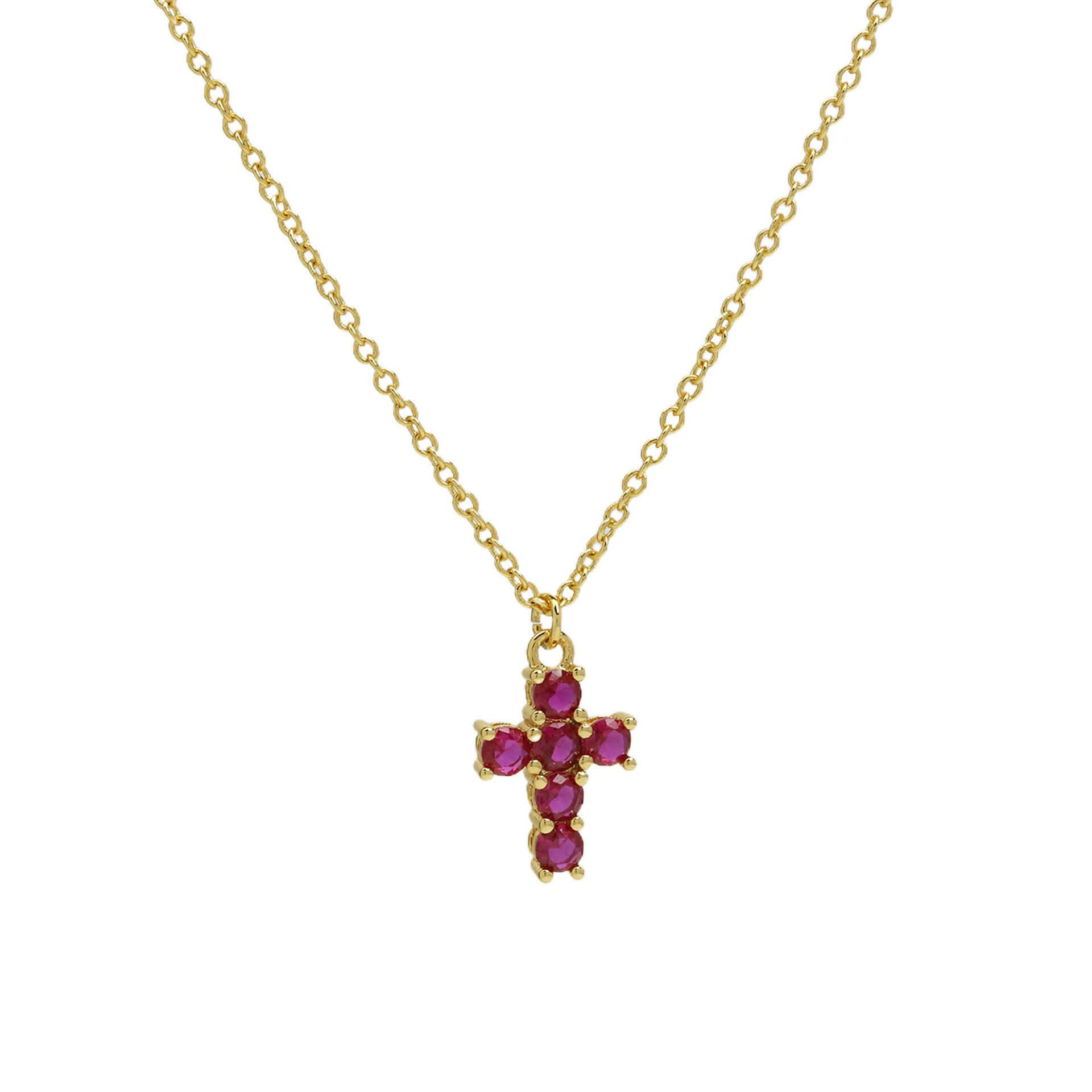 Alysse Birthstone Cross Necklace - July [A55B1ITZ]