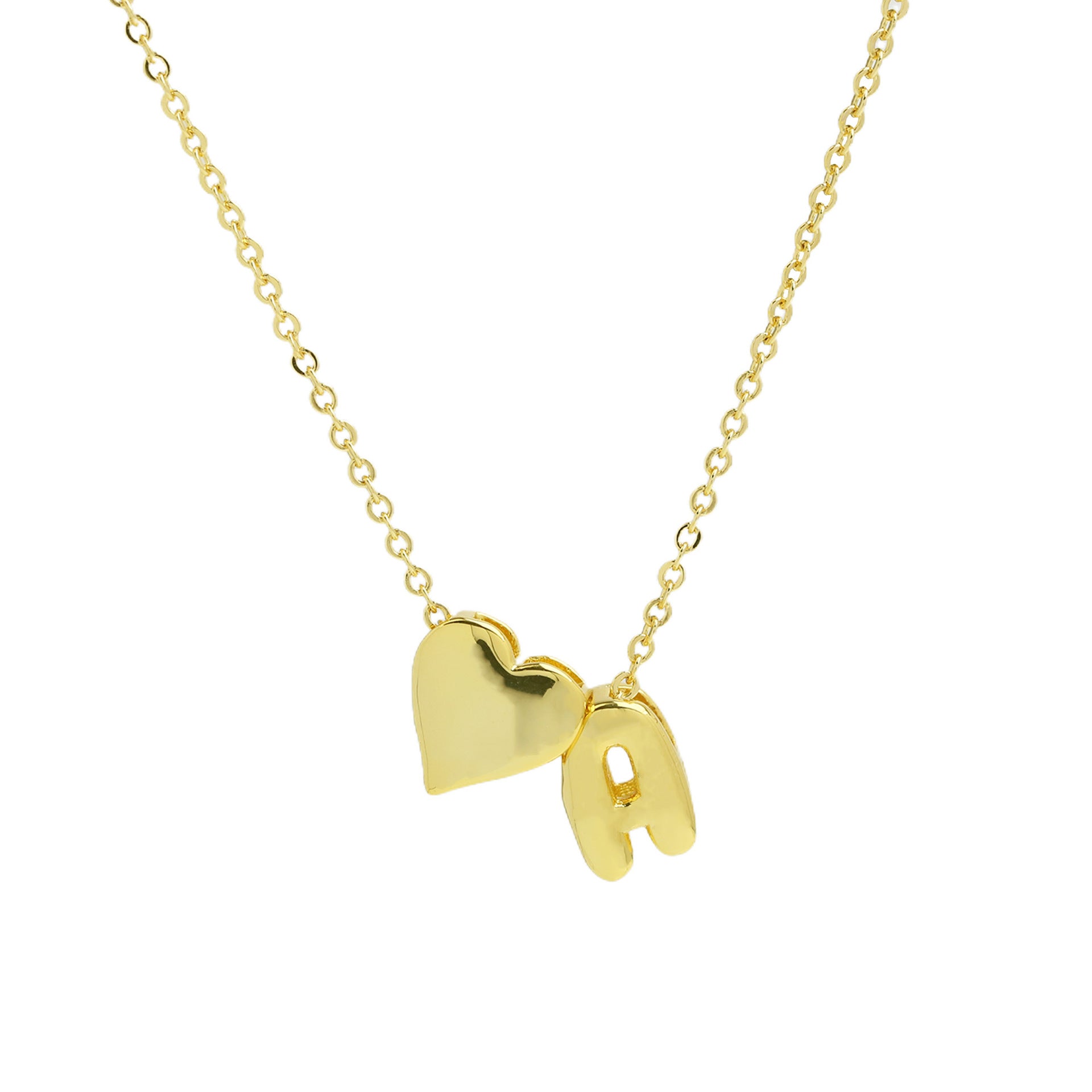 Korie Puffed Initial Necklace - Letter A Necklace [L3EWZ9OJ]