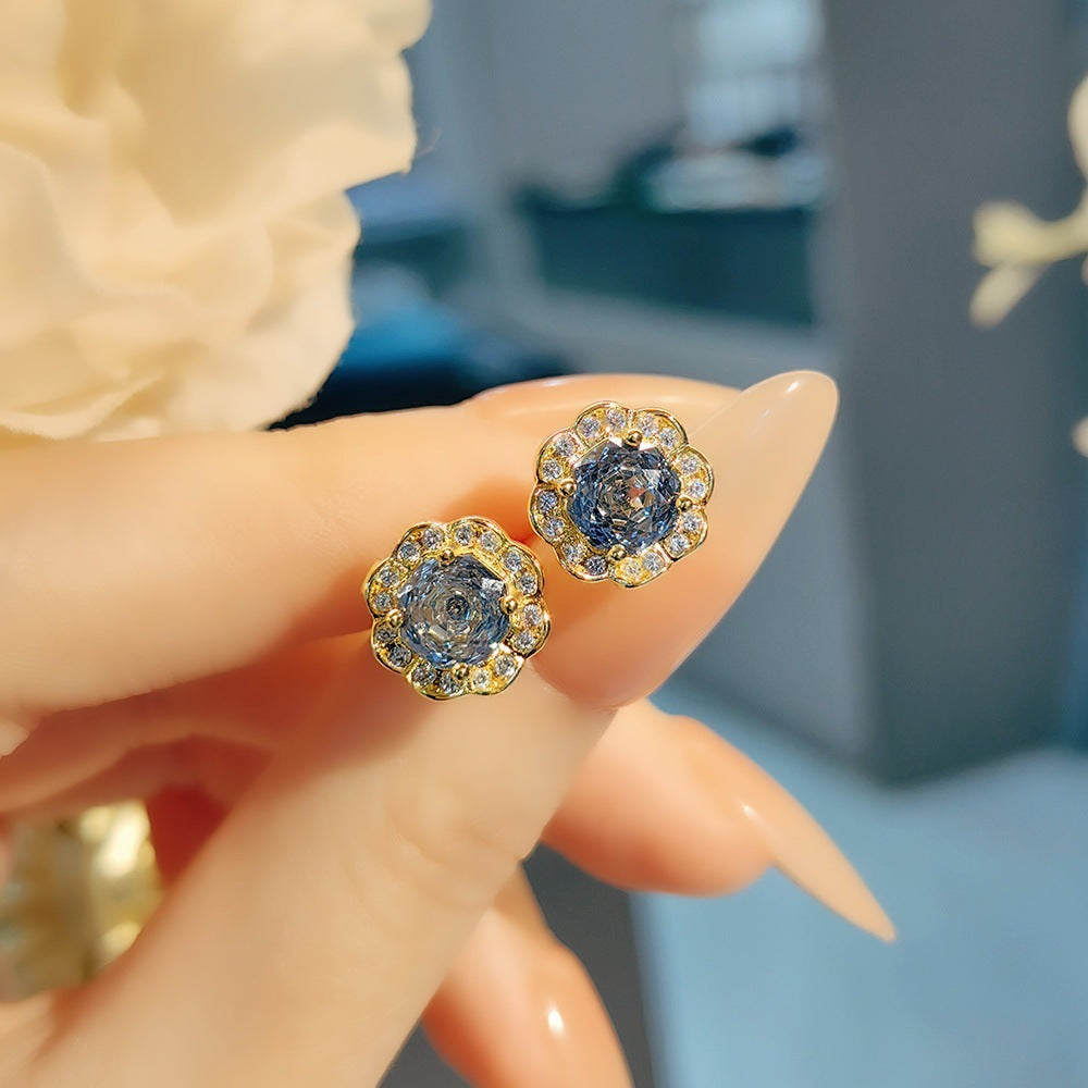 Mayleen Rose Gemstone Jewelry Set - Tanzanite Blue Earrings [15X2CPM5]